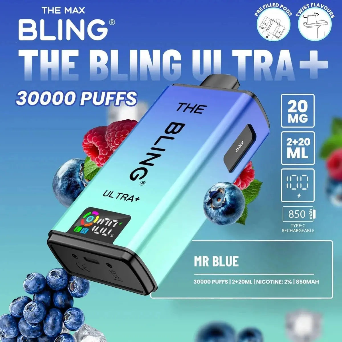 Bling Ultra Plus 30k Box of 5 Vape At Door