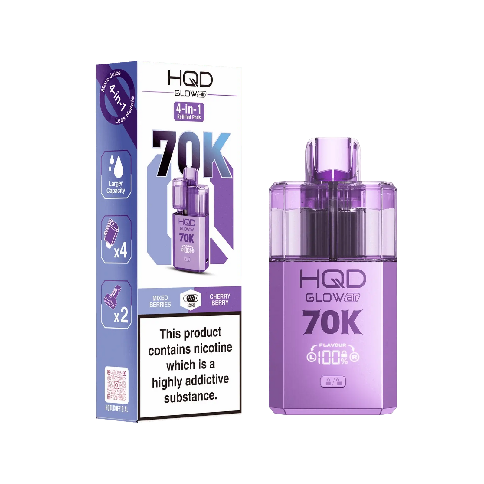 HQD Glow Air 70K Review: The Ultimate Dual-Flavour 70K Puff Vape in the UK Vape At Door