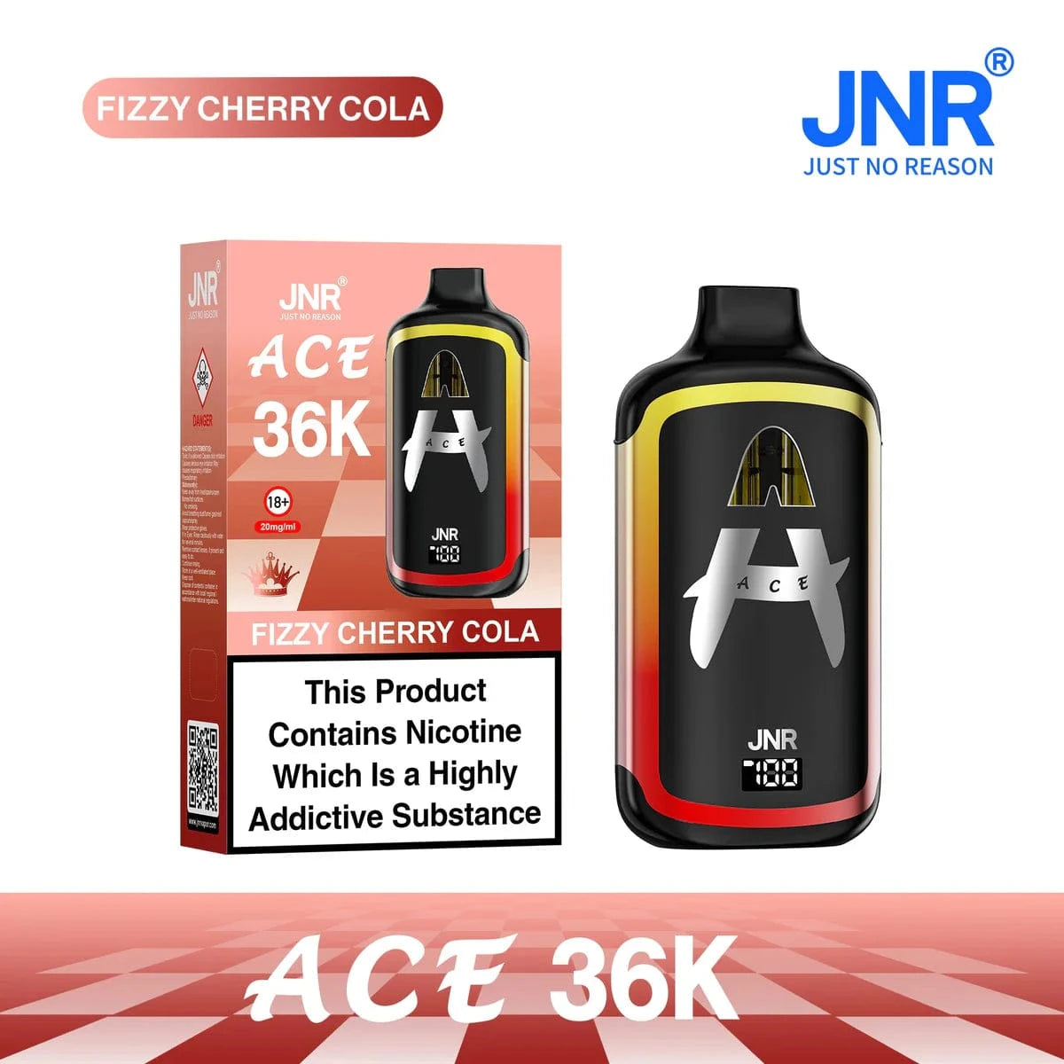 JNR ACE 36K vape device 'Fizzy Cherry Cola' flavor