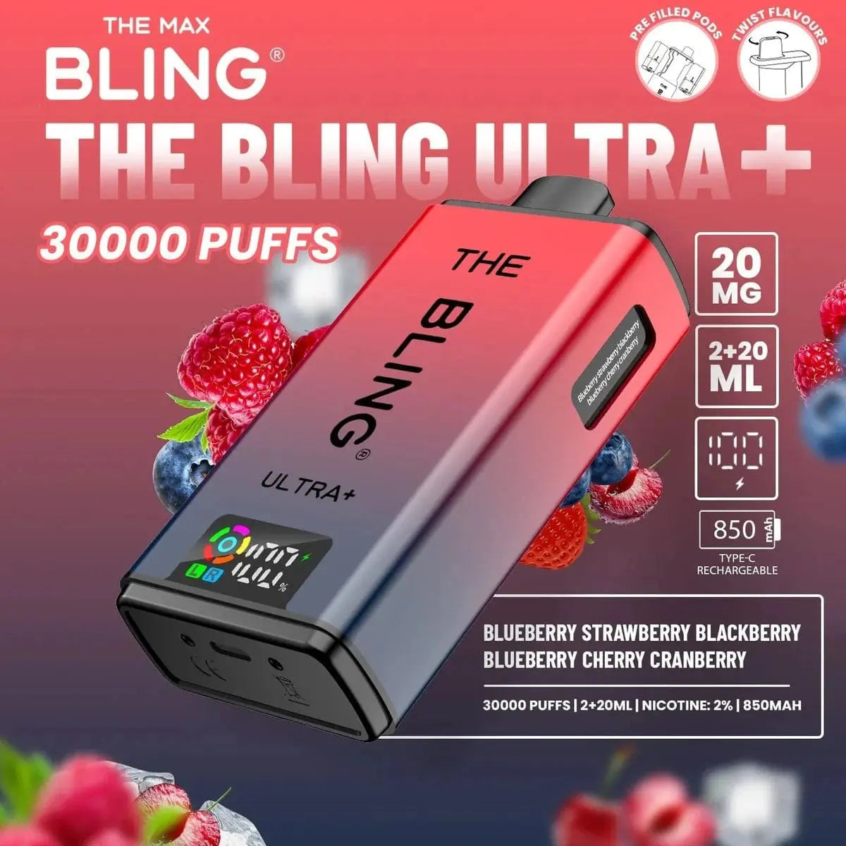 Bling Ultra Plus 30k Box of 5 Vape At Door