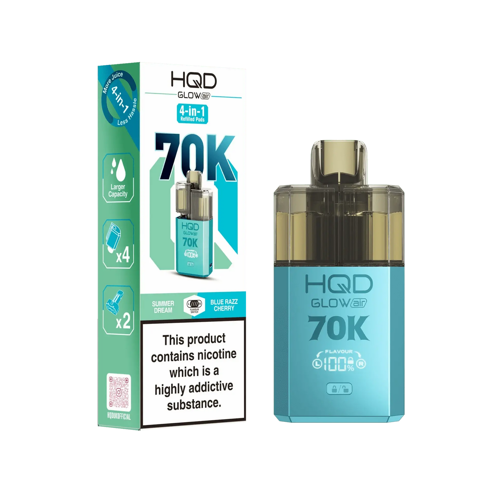 HQD Glow Air 70K Review: The Ultimate Dual-Flavour 70K Puff Vape in the UK Vape At Door