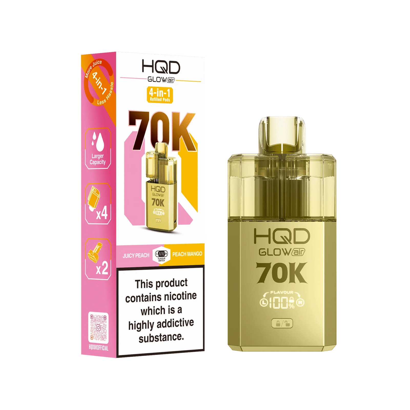 HQD Glow Air 70K Prefilled Pod Vape Kit