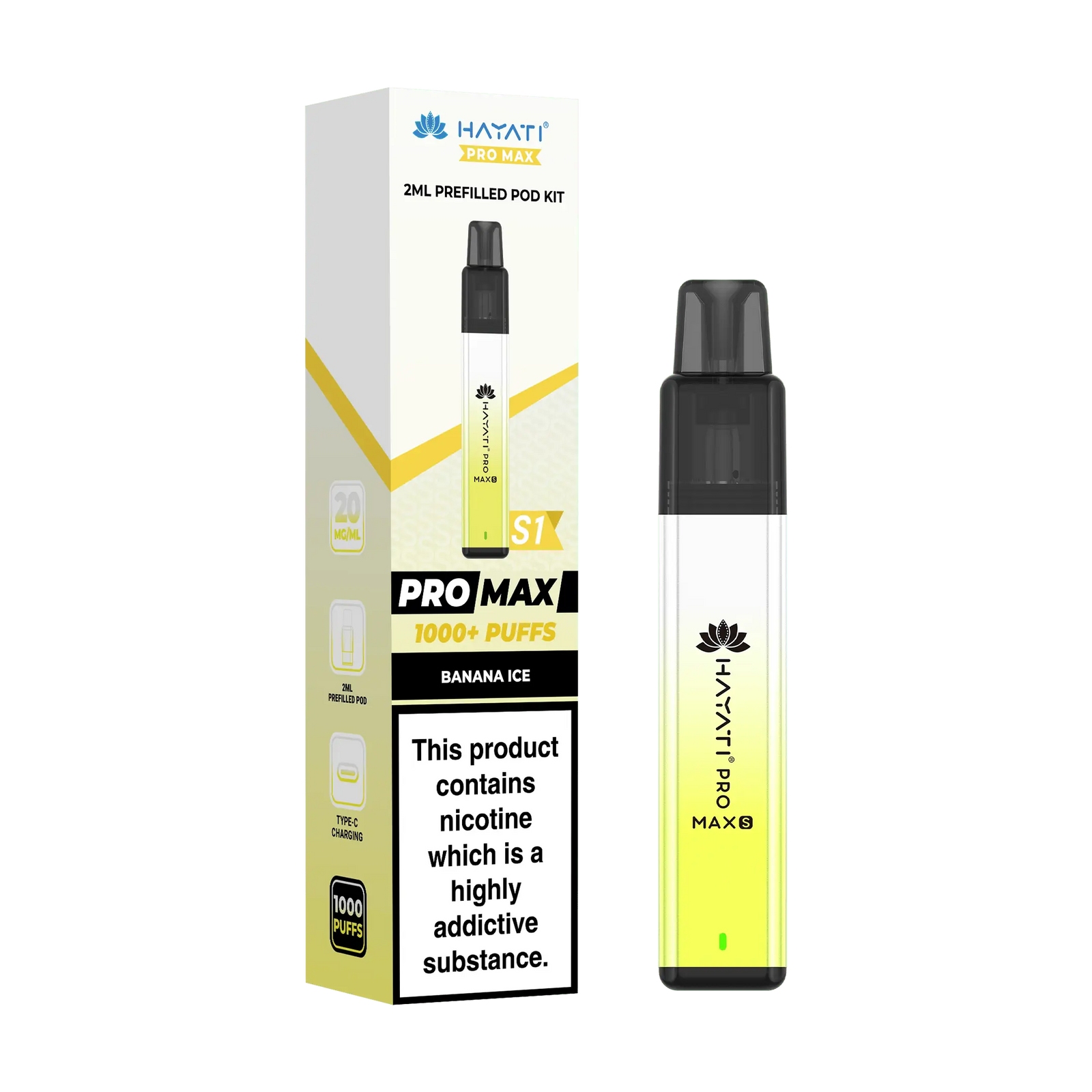 Hayati Pro Max S1 1000 Puff Prefilled Pod Kit Vape At Door