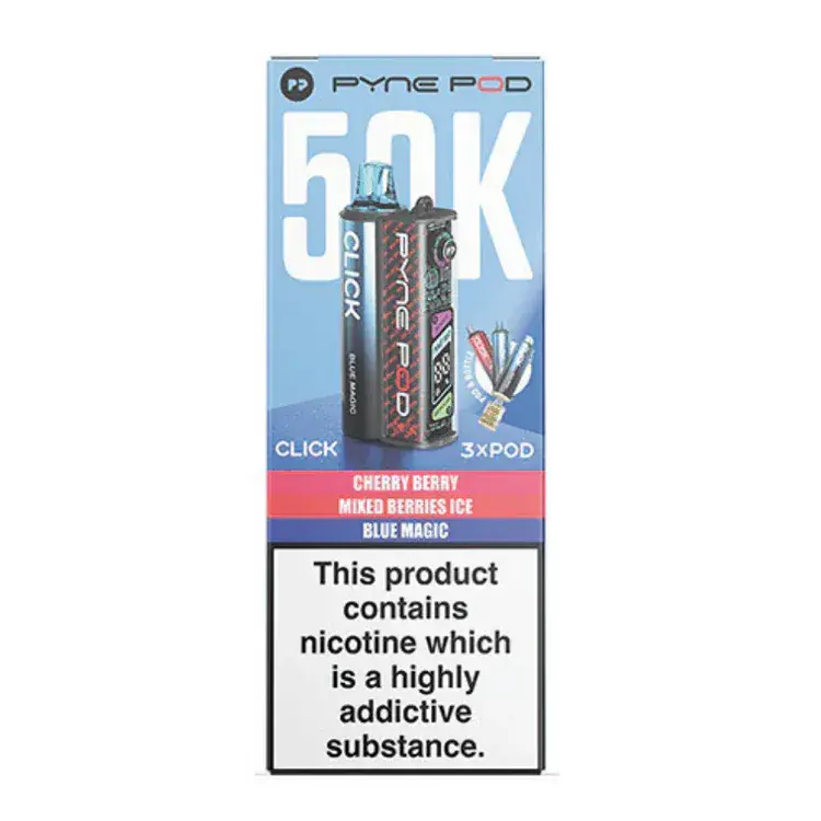 Pyne Pod Click 50K Prefilled Pod Kit – 50,000 Puffs, LED Display & Mesh Coil Vape At Door