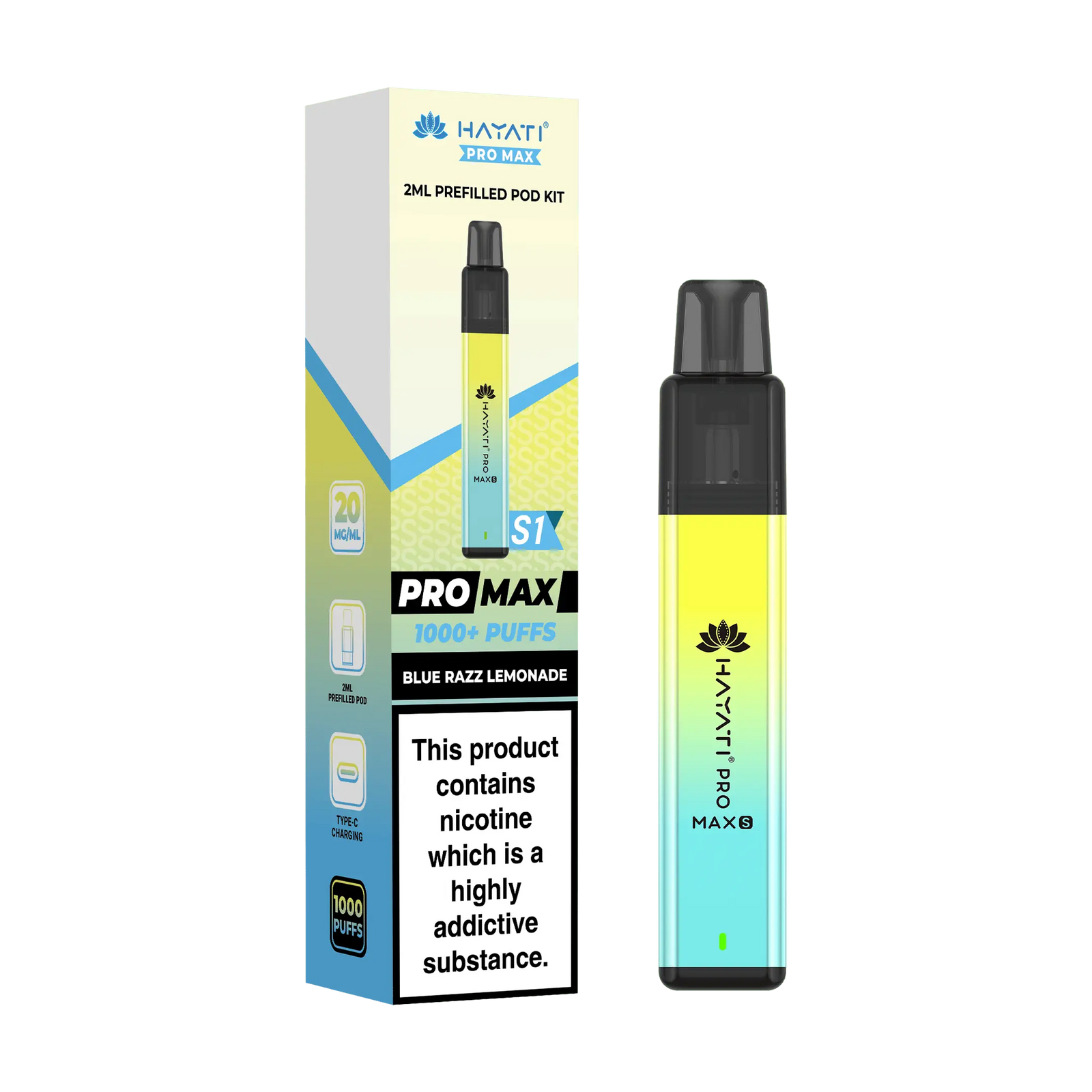 Hayati Pro Max S1 1000 Puff Prefilled Pod Kit Vape At Door