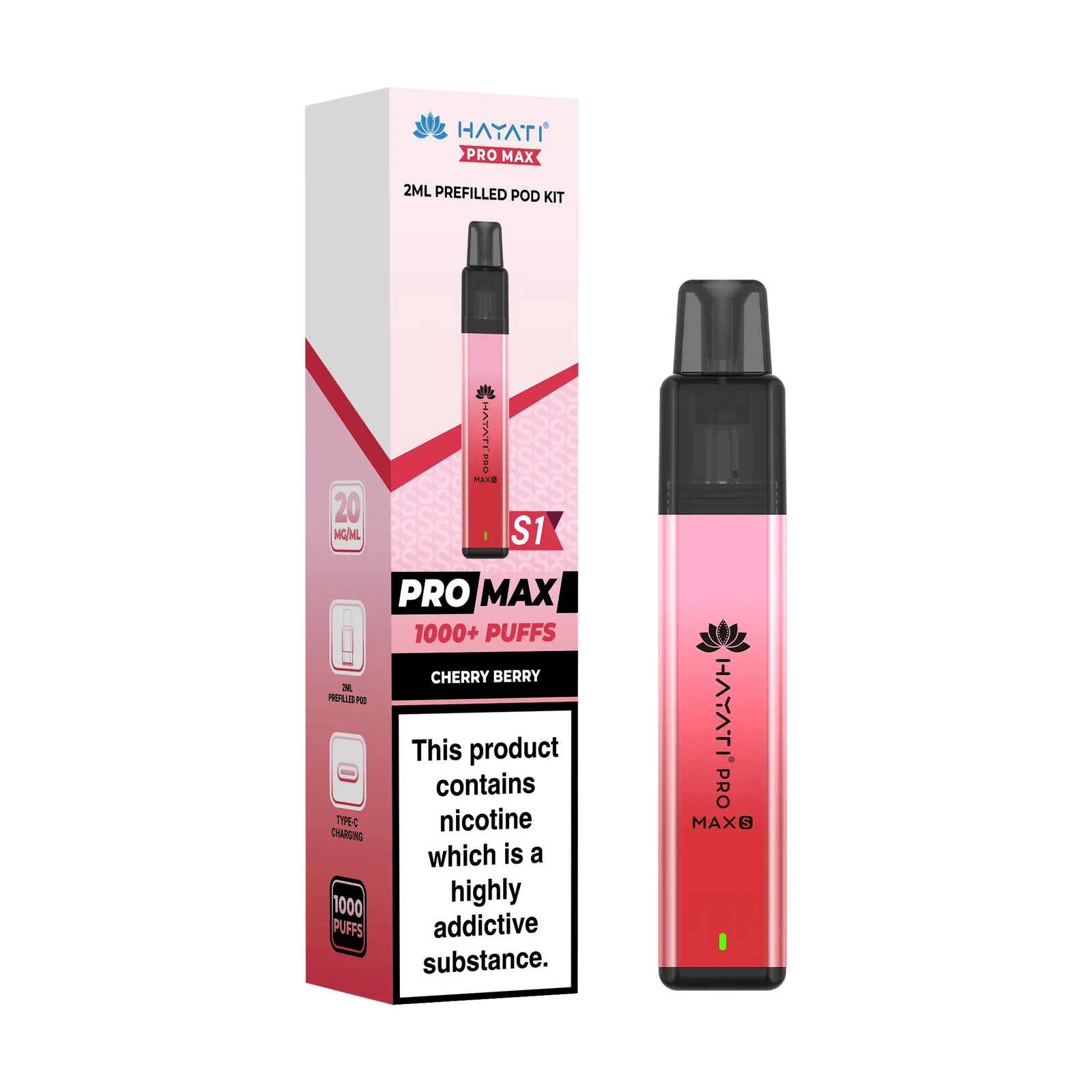 Hayati Pro Max S1 1000 Puff Prefilled Pod Kit Vape At Door