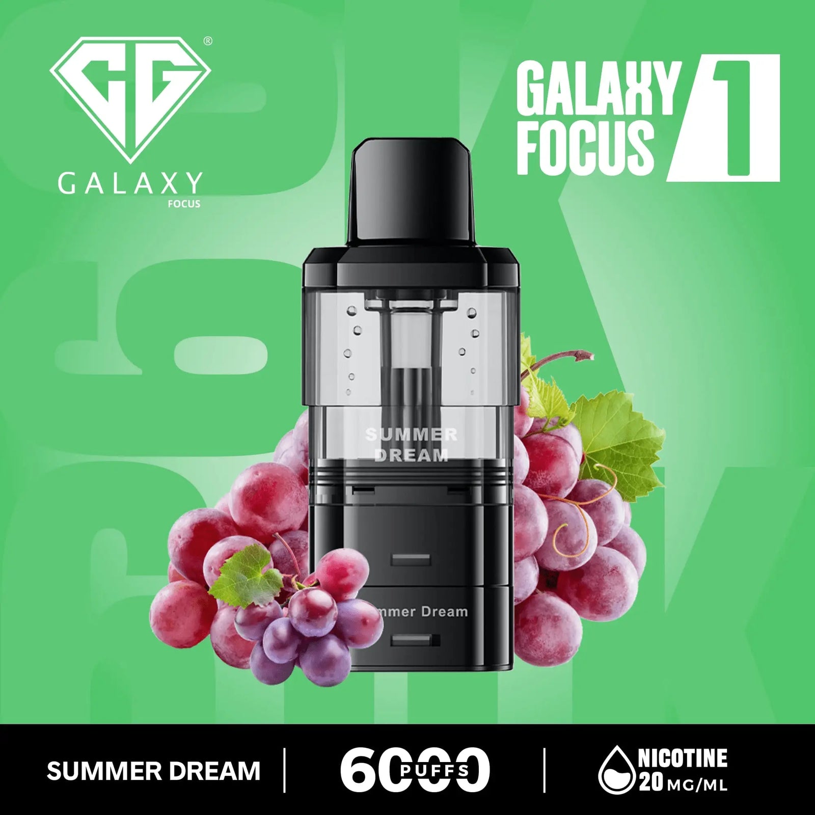 Crystal Galaxy Focus 1 6000 Puffs Prefilled Replacement Pods Vape At Door