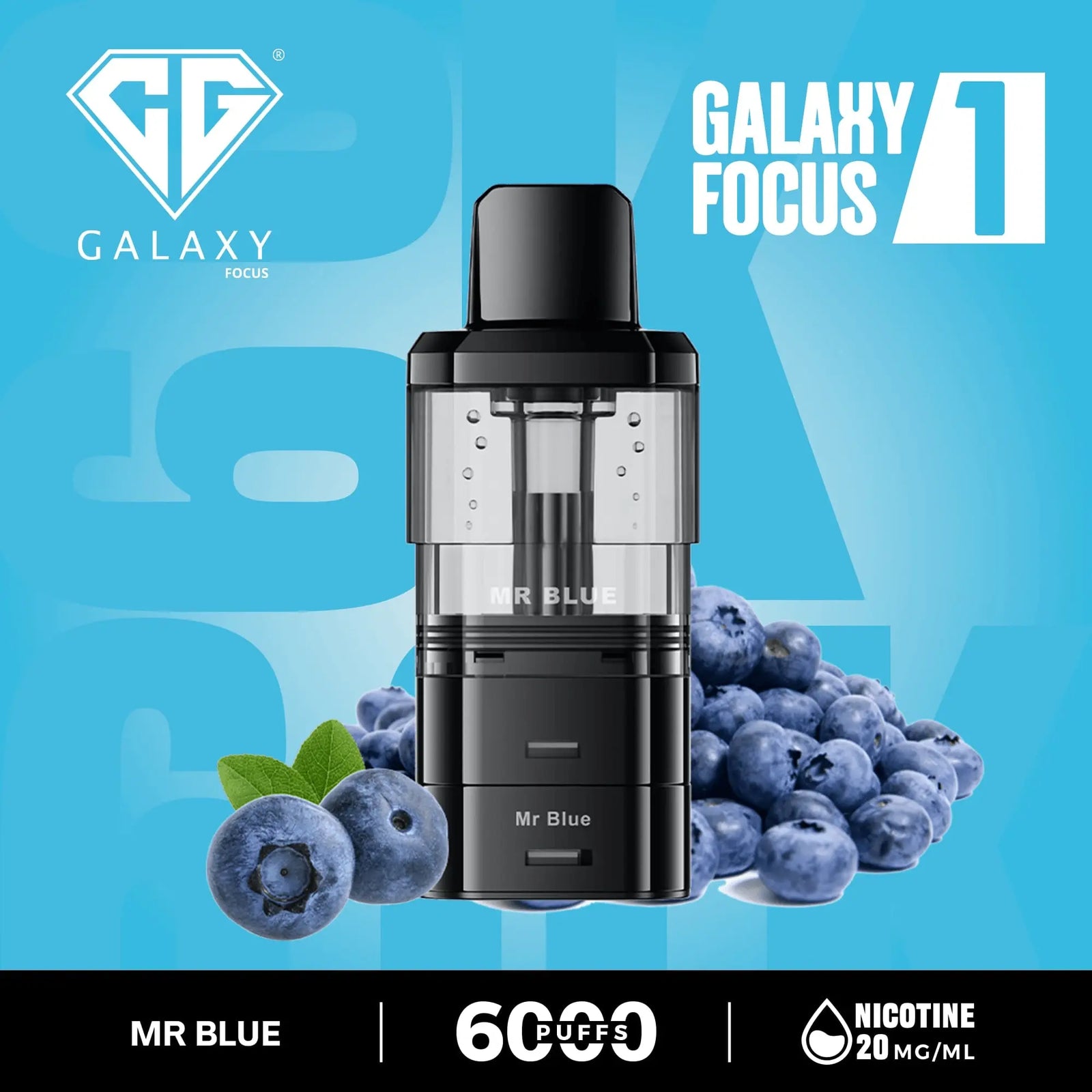 Crystal Galaxy Focus 1 6000 Puffs Prefilled Replacement Pods Vape At Door