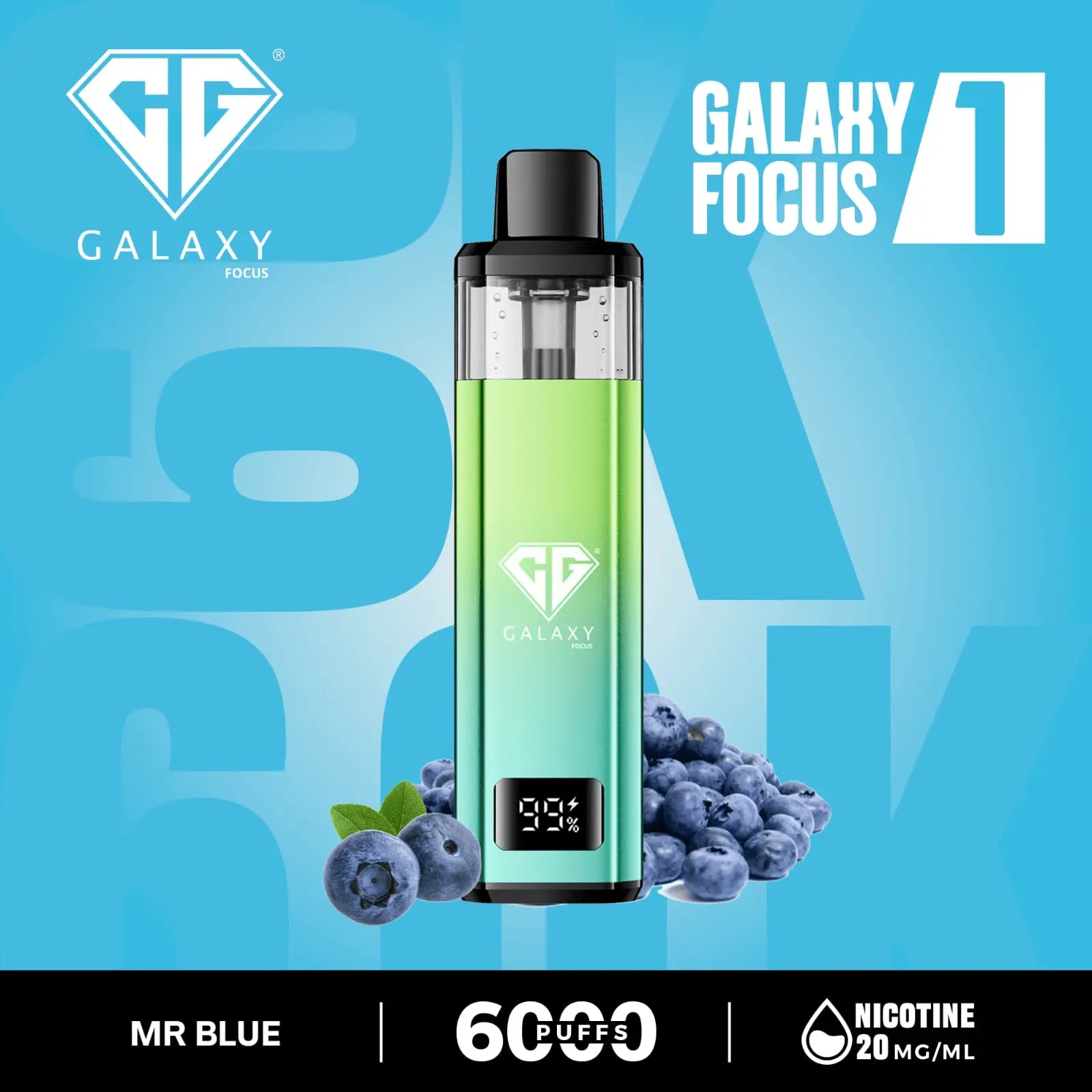 Crystal Galaxy Focus 1 6000 Puffs Prefilled Pod Kit Vape At Door