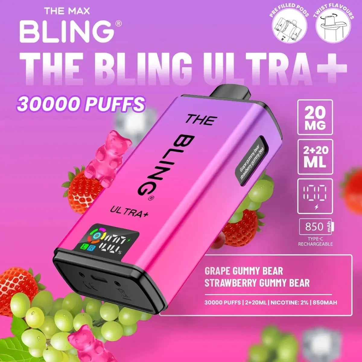 Bling Ultra Plus 30k Box of 5 Vape At Door
