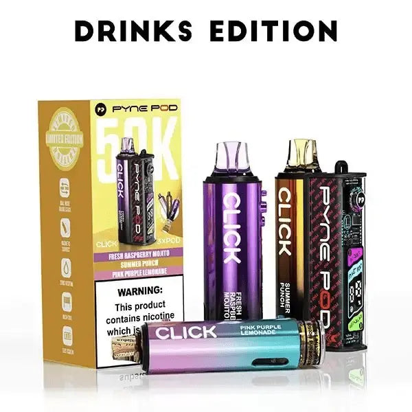 Pyne Pod Click 50K Prefilled Pod Kit – 50,000 Puffs, LED Display & Mesh Coil Vape At Door