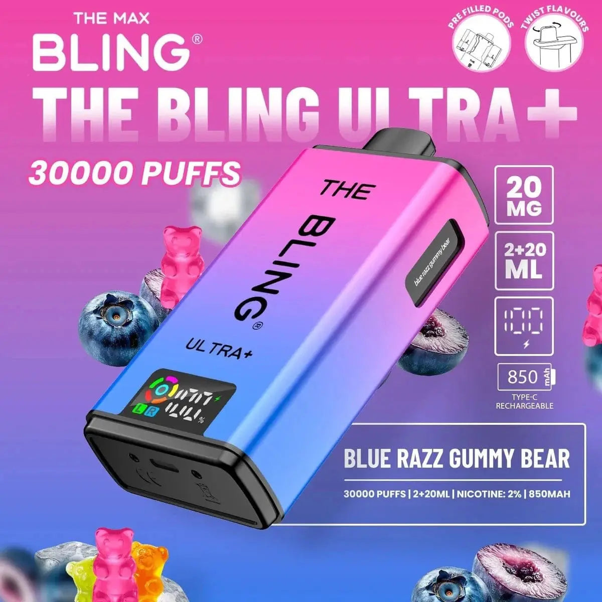 Bling Ultra Plus 30k Box of 5 Vape At Door