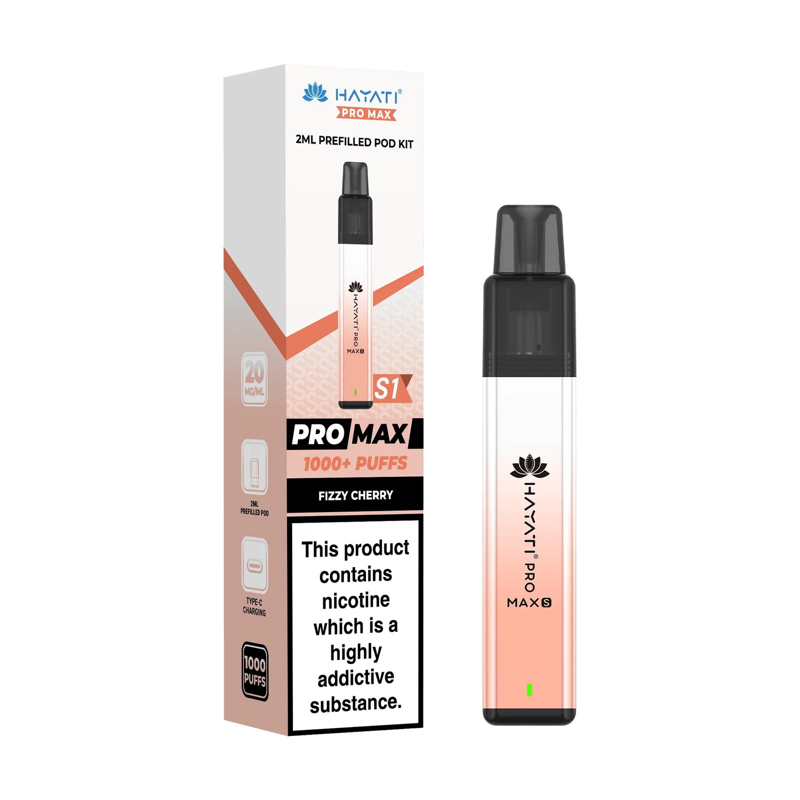 Hayati Pro Max S1 1000 Puff Prefilled Pod Kit Vape At Door