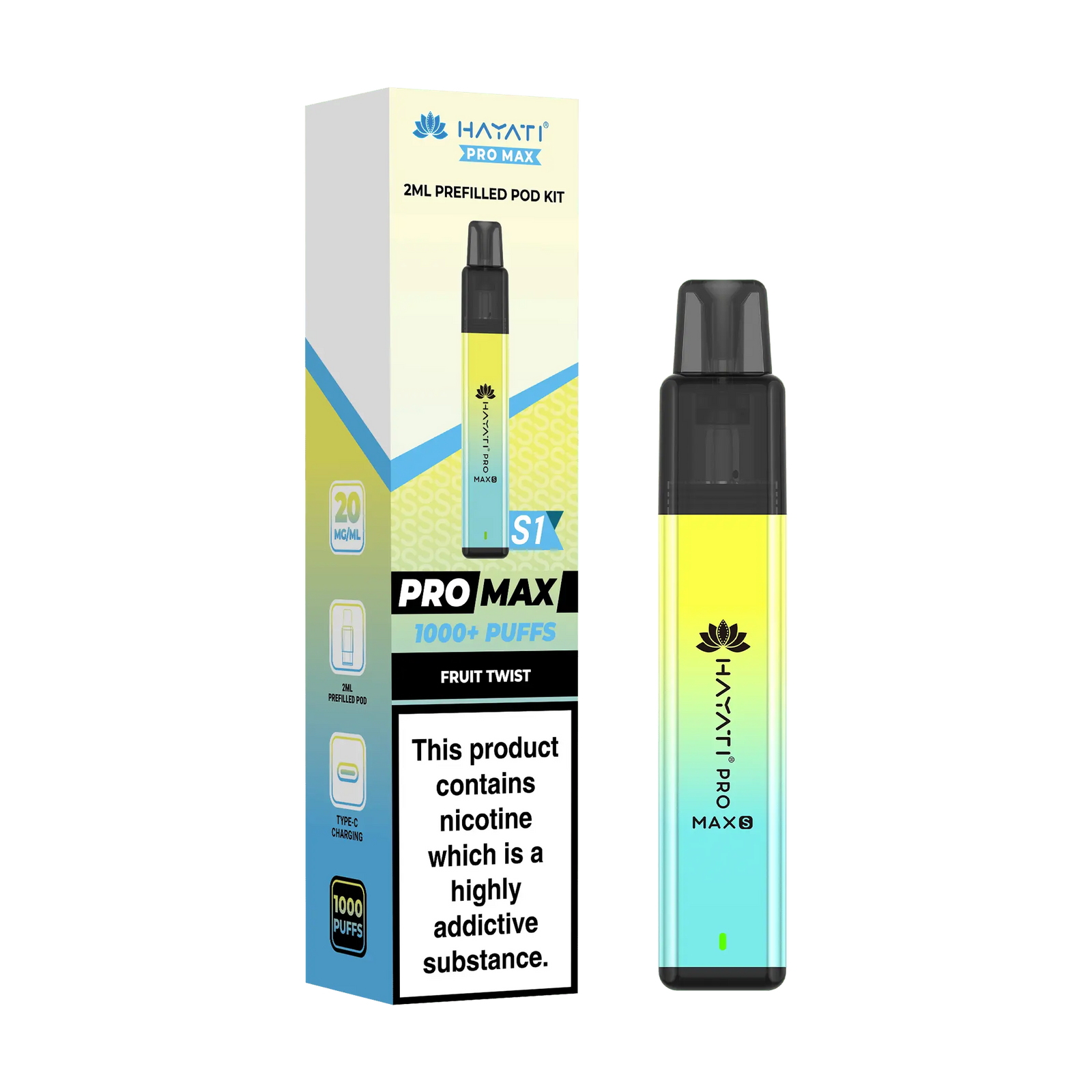 Hayati Pro Max S1 1000 Puff Prefilled Pod Kit Vape At Door