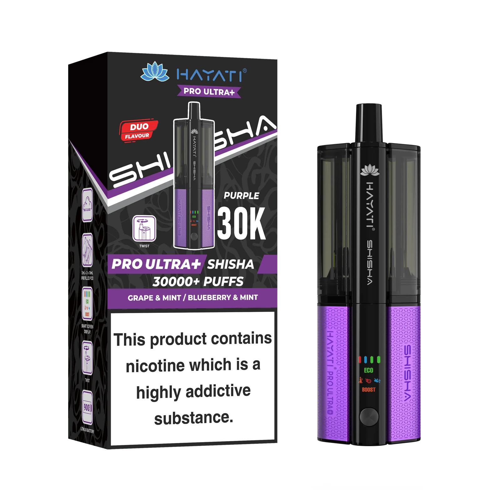Hayati Pro Ultra Plus Shisha 30k Puffs Prefilled Pod Kit Hayati