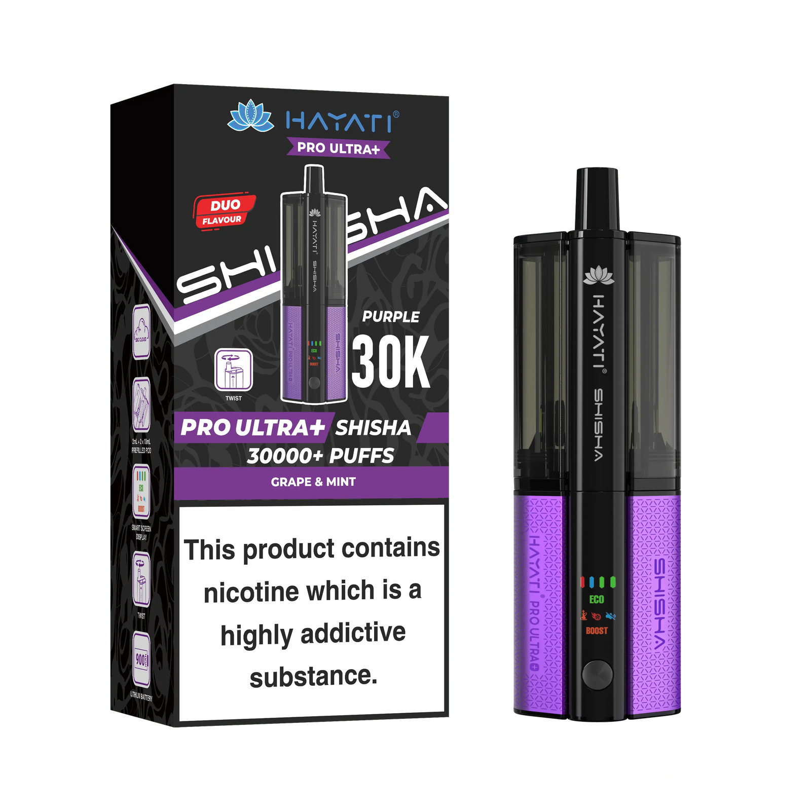 Hayati Pro Ultra Plus Shisha 30k Puffs Prefilled Pod Kit Hayati