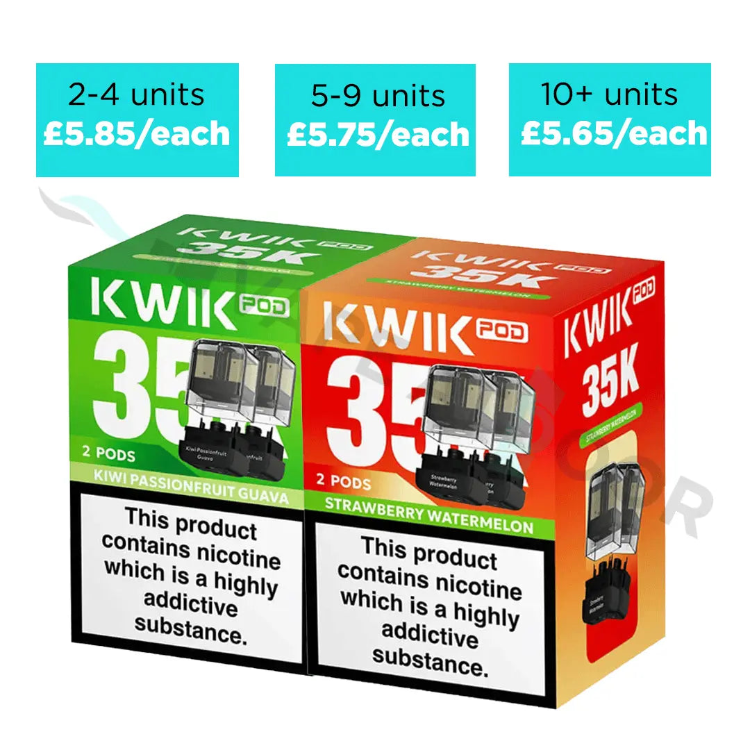 Two Innokin KWIK Replacement pods packaging with multibuy discount details on a white background.