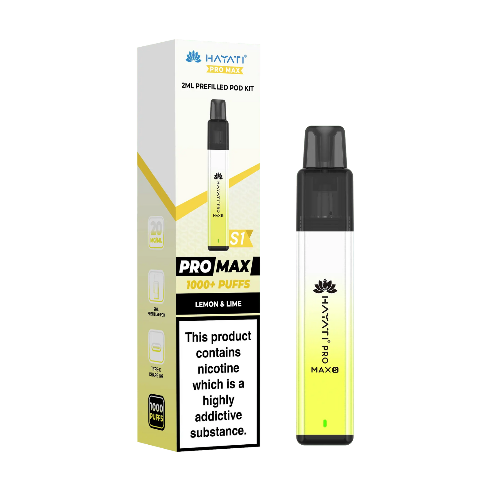 Hayati Pro Max S1 1000 Puff Prefilled Pod Kit Vape At Door