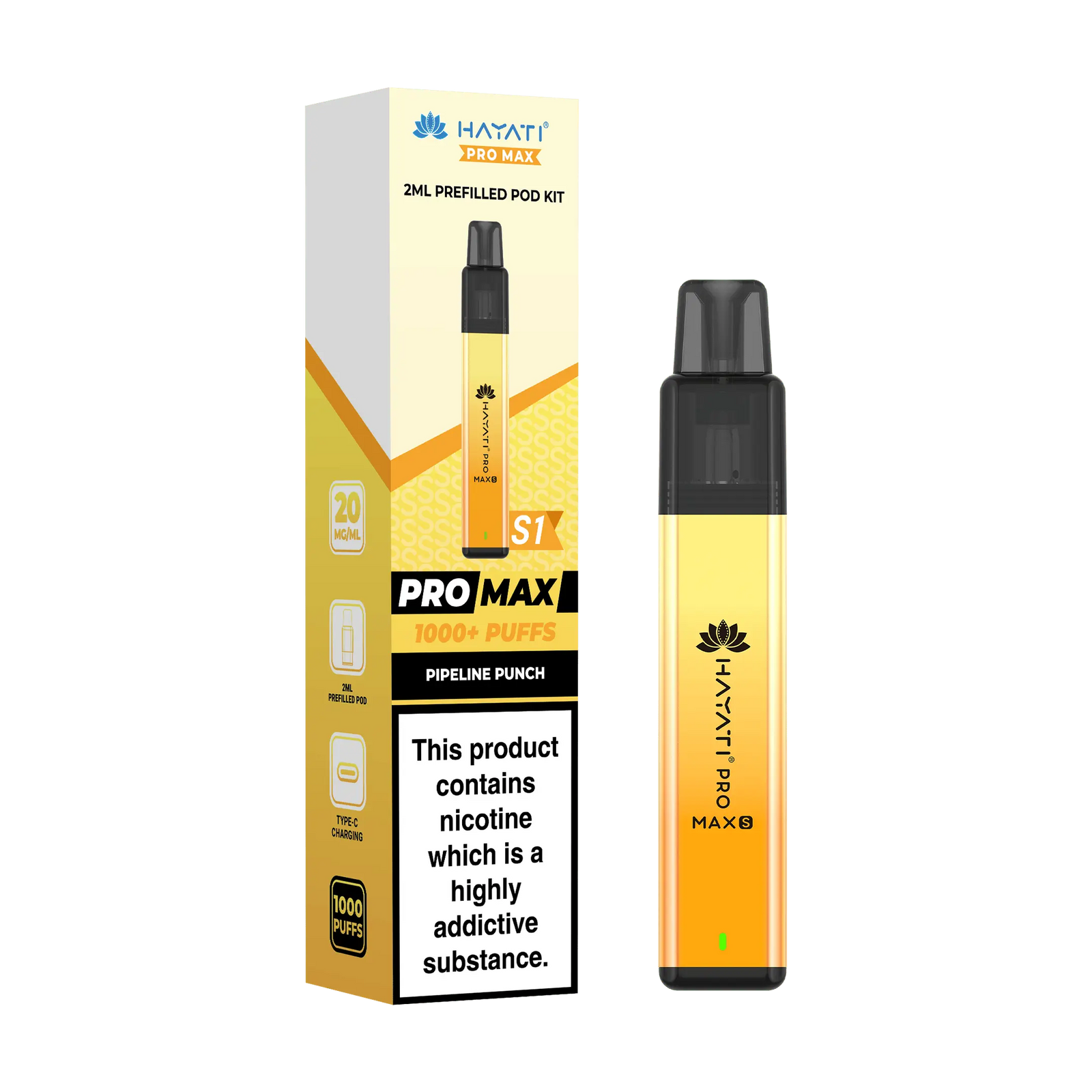 Hayati Pro Max S1 1000 Puff Prefilled Pod Kit Vape At Door