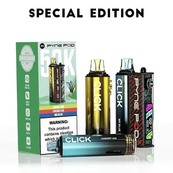 Pyne Pod Click 50K Prefilled Pod Kit – 50,000 Puffs, LED Display & Mesh Coil Vape At Door