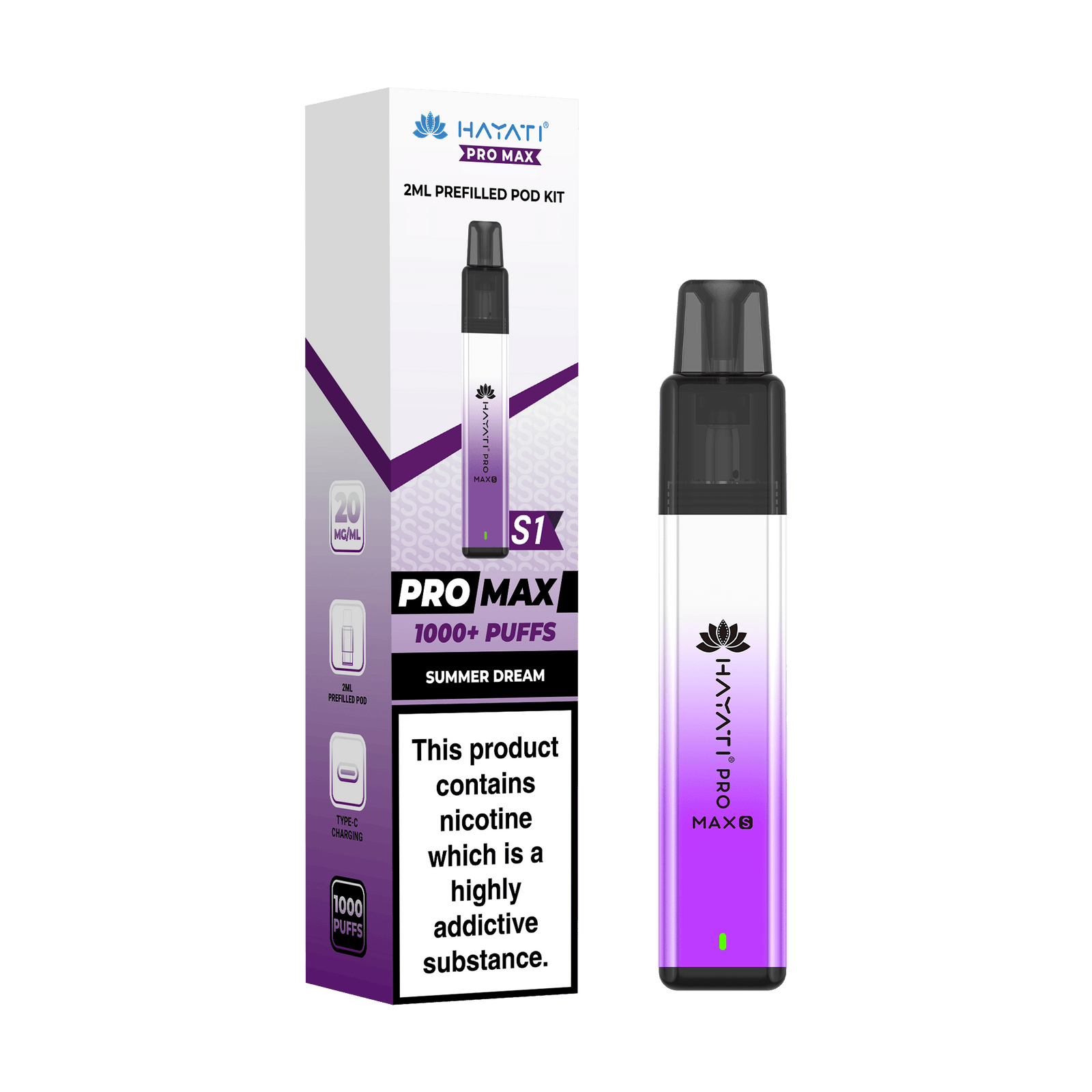 Hayati Pro Max S1 1000 Puff Prefilled Pod Kit
