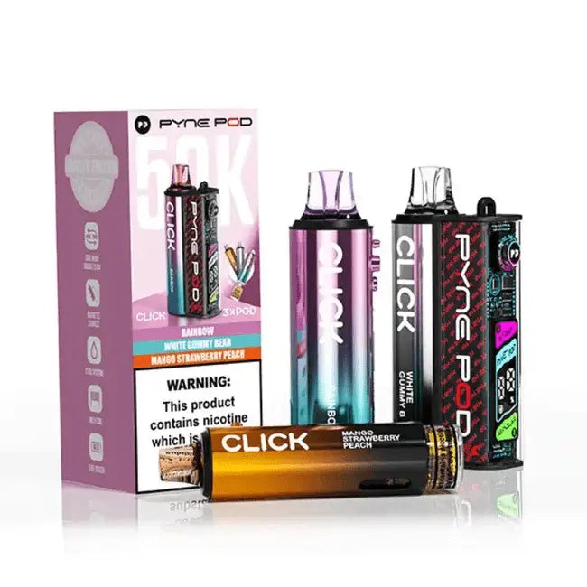 Pyne Pod Click 50K Prefilled Pod Kit – 50,000 Puffs, LED Display & Mesh Coil Vape At Door