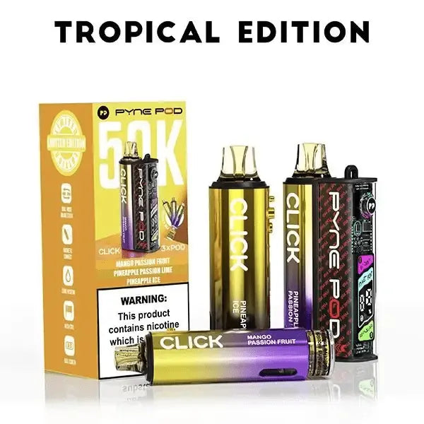 Pyne Pod Click 50K Prefilled Pod Kit – 50,000 Puffs, LED Display & Mesh Coil Vape At Door