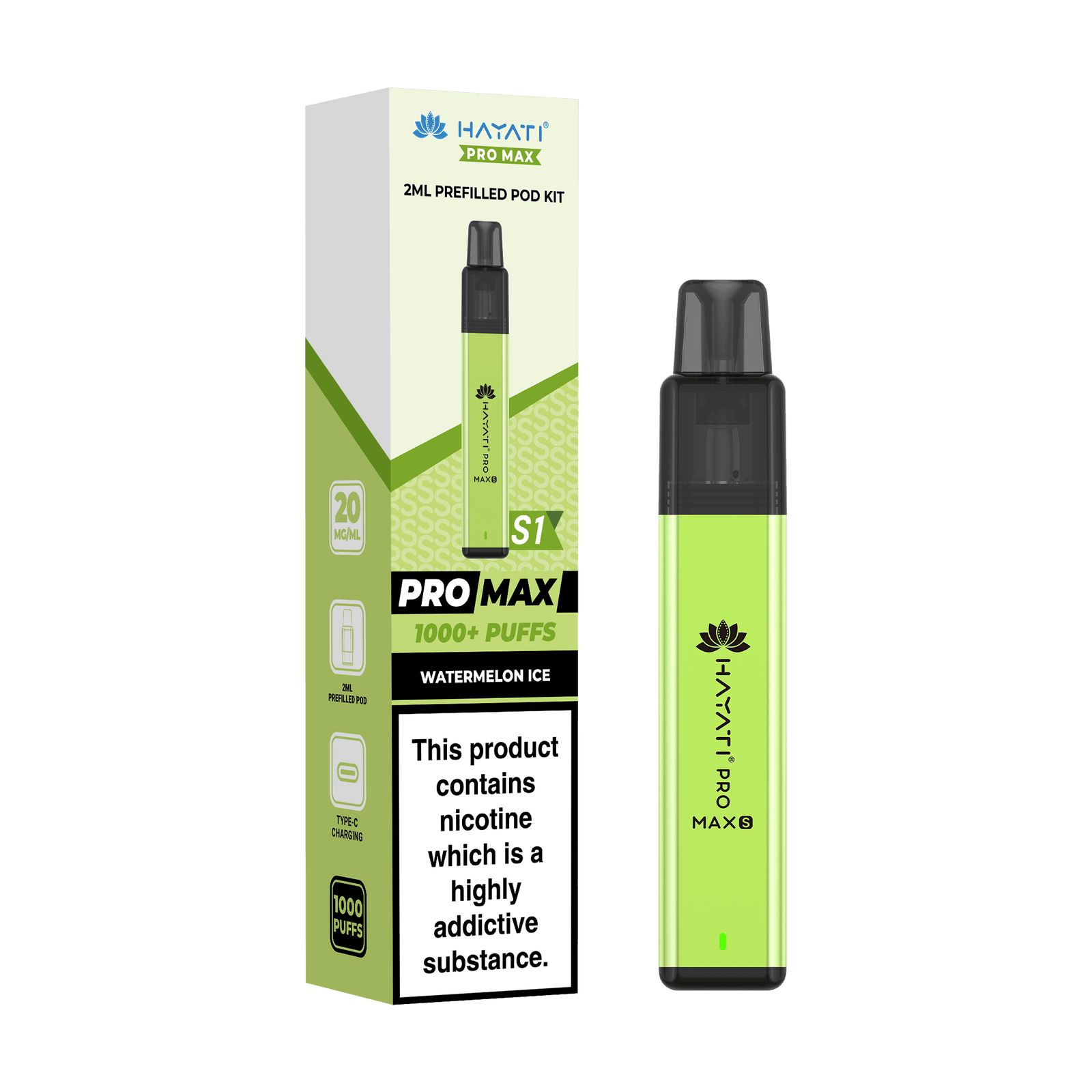 Hayati Pro Max S1 1000 Puff Prefilled Pod Kit