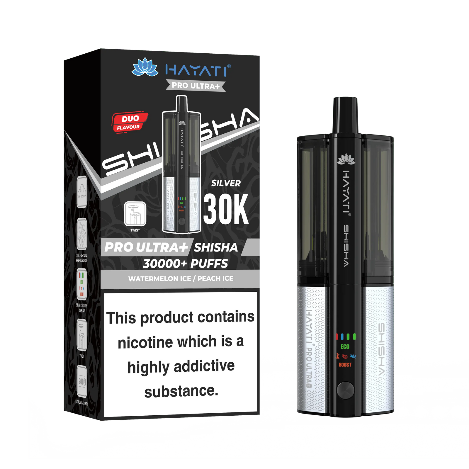 Hayati Pro Ultra Plus Shisha 30k Puffs Prefilled Pod Kit Hayati