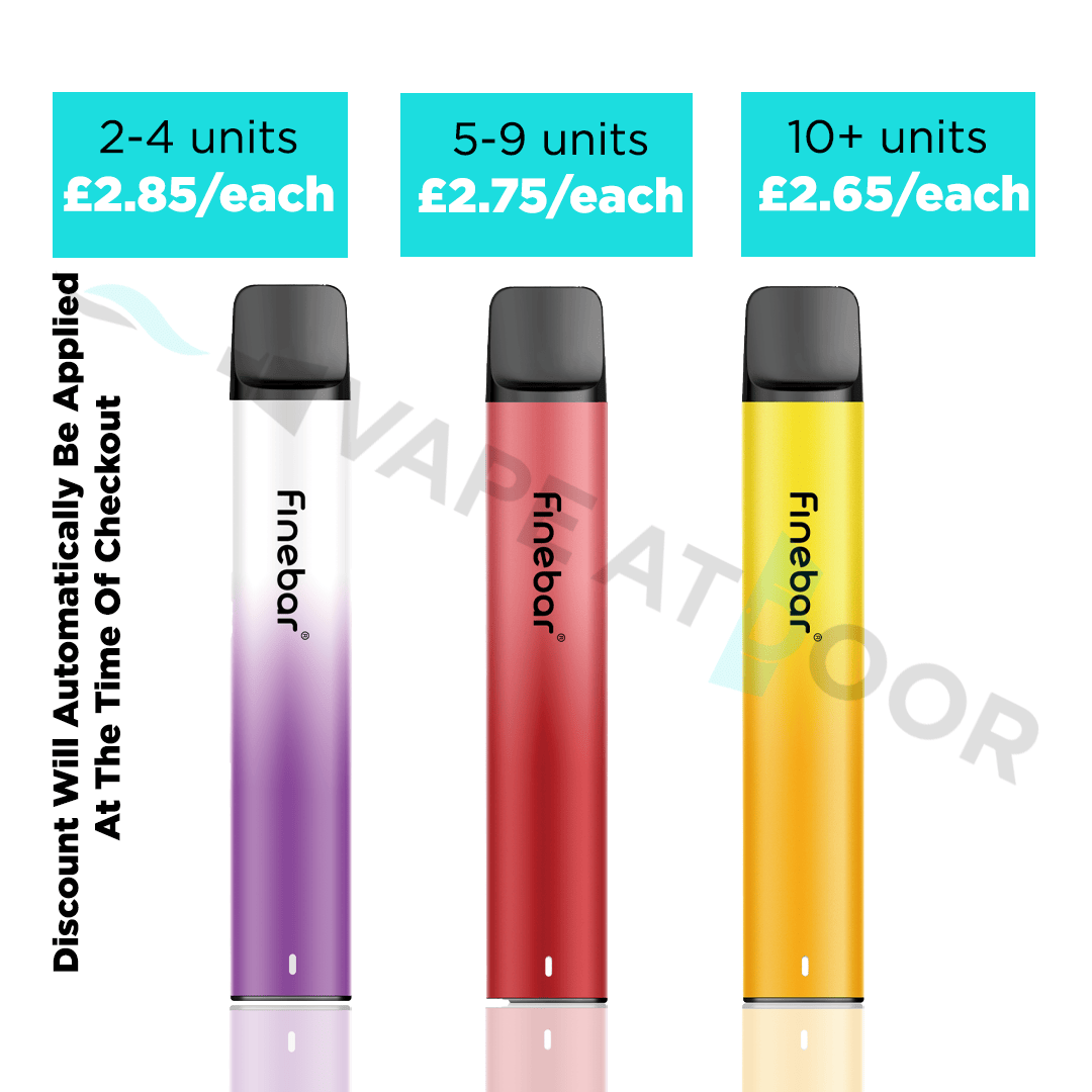 Three Hayati Finebar Prefilled Pod Kits with multibuy discounts detail on a white background.