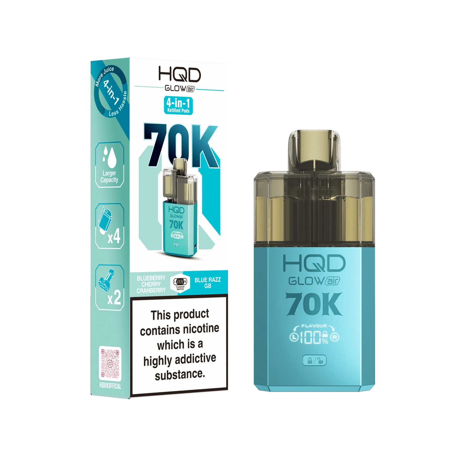 HQD Glow Air 70K Prefilled Pod Vape Kit
