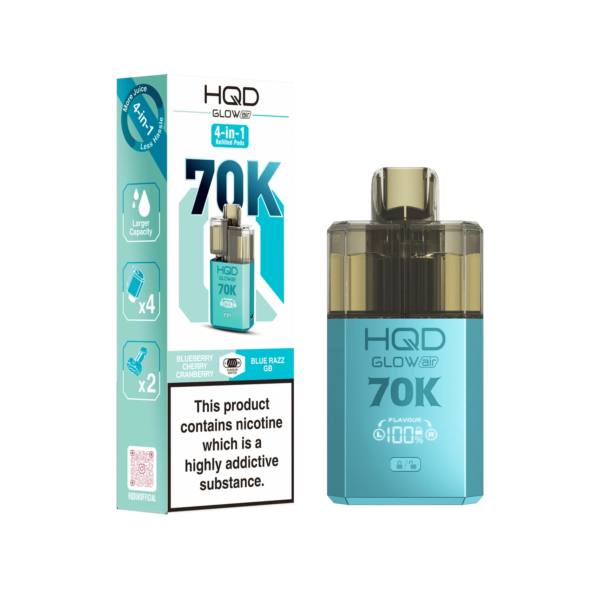 HQD Glow Air 70K Prefilled Pod Vape Kit