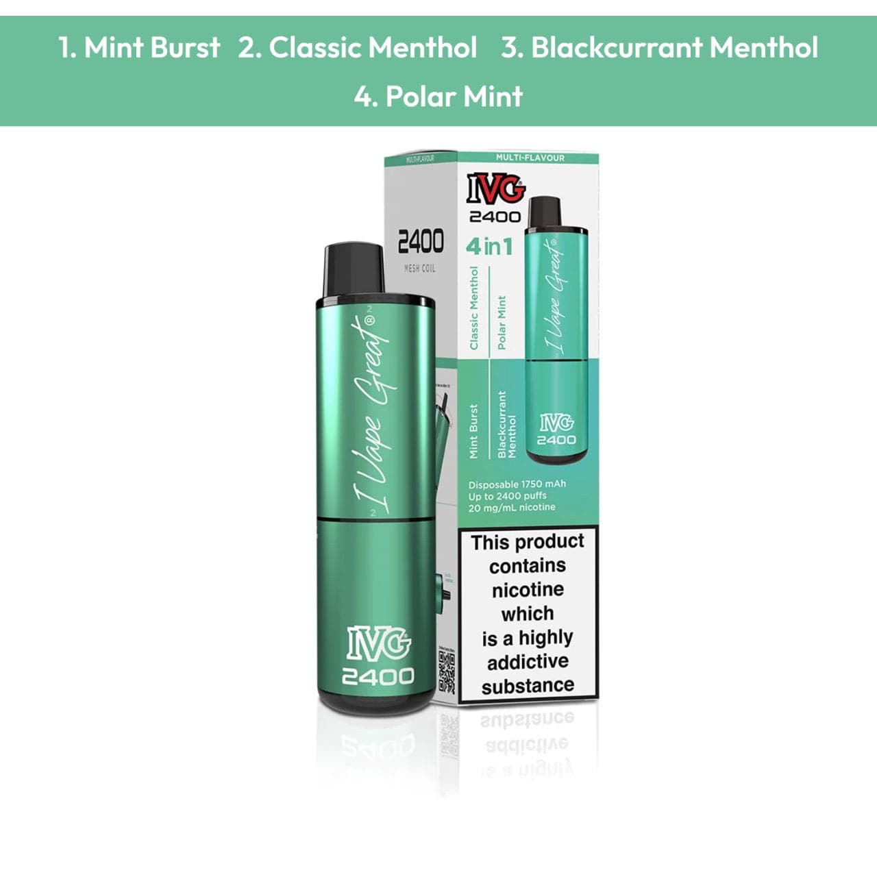 Ivg 4 in 1 2400 Puffs Menthol Edition