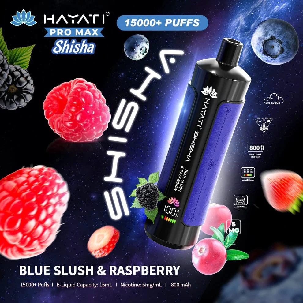 Hayati Pro Max Shisha 15000 Puffs Blue Slush & Raspberry