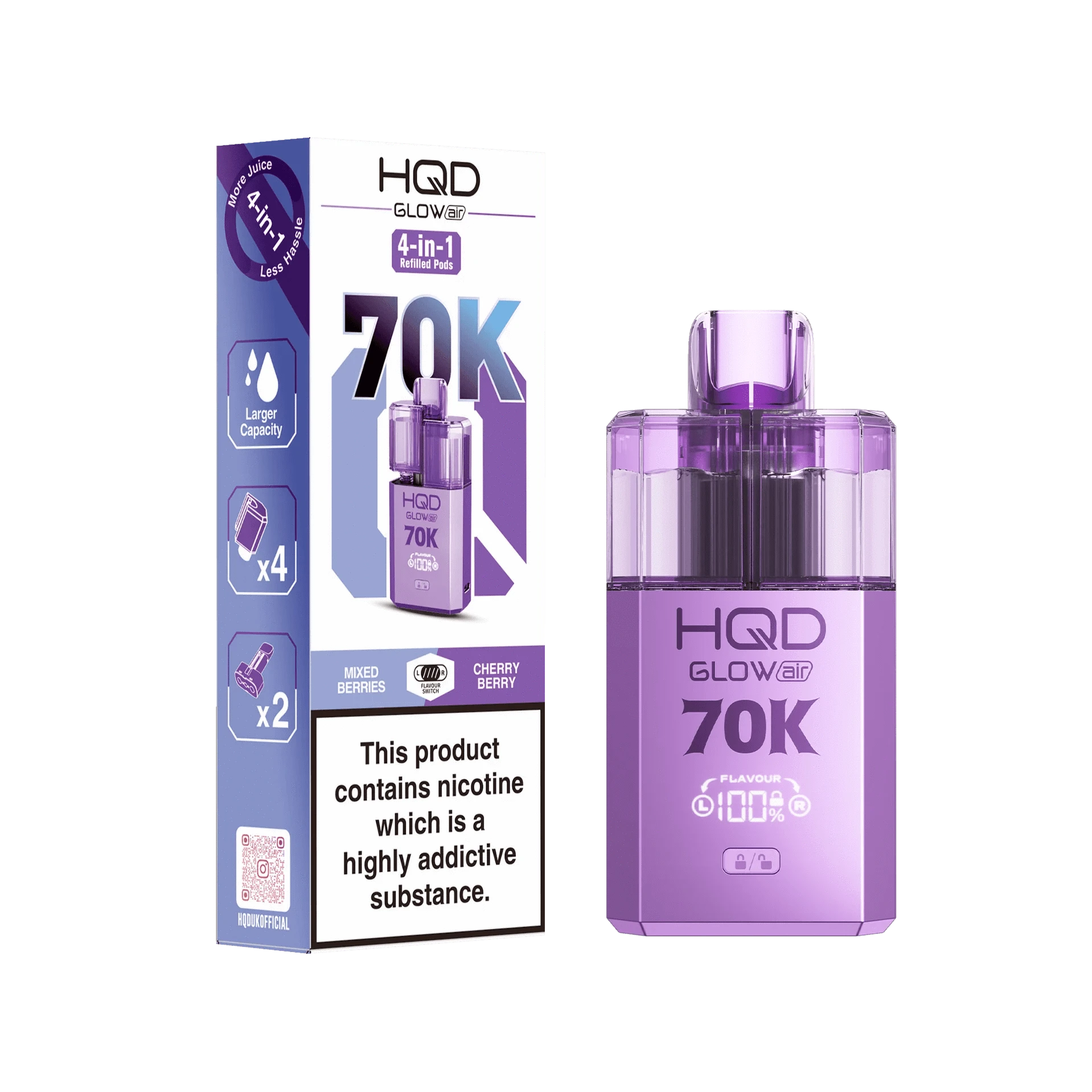 HQD Glow Air 70K Prefilled Pod Vape Kit