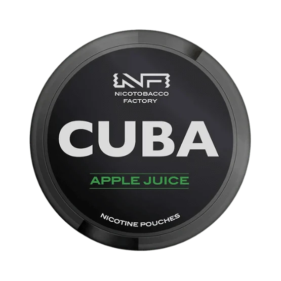Three black nicotine pouches 43mg labeled 'Cuba' with branding and promotional text on a white background.