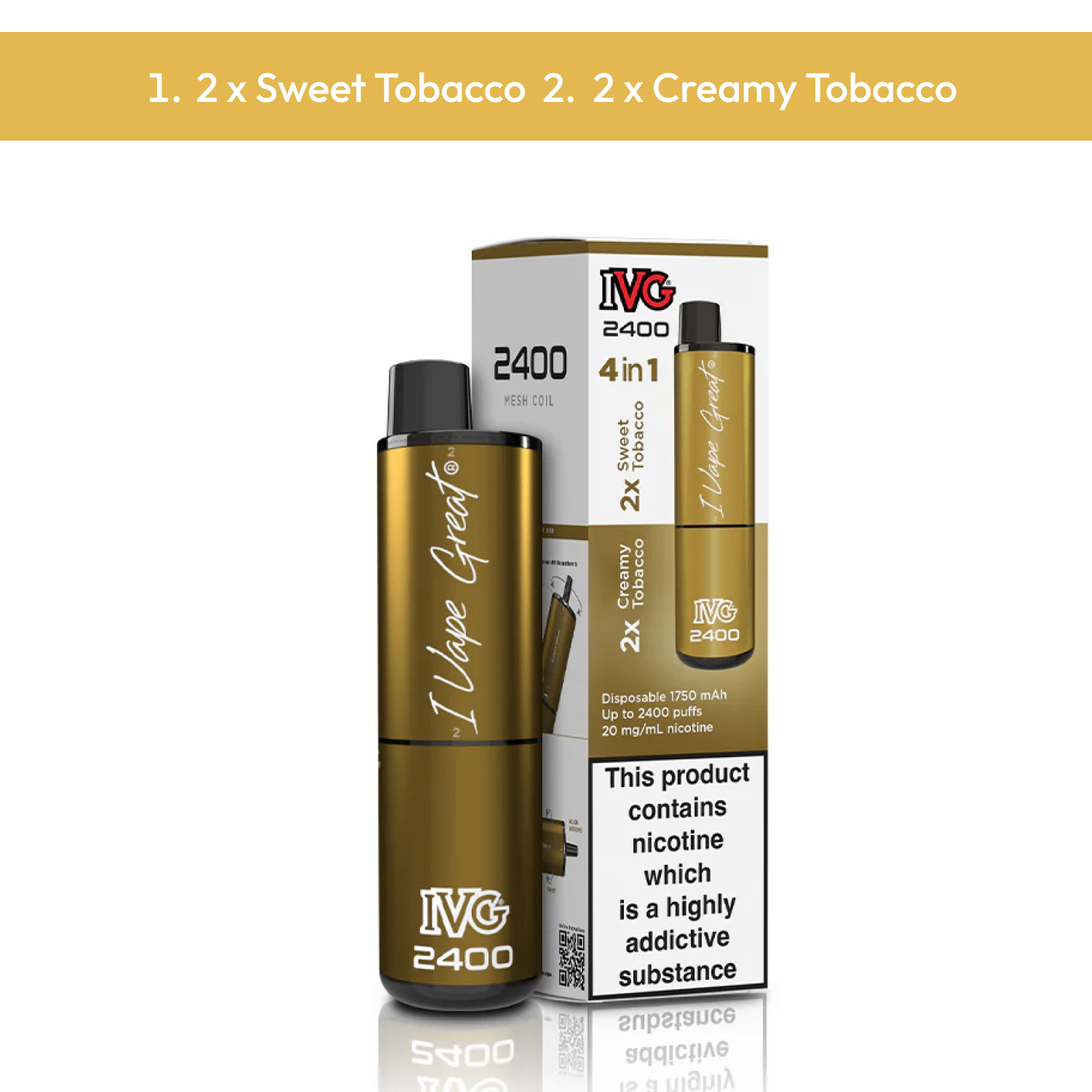 Ivg 4 in 1 2400 Puffs Tobacco Edition