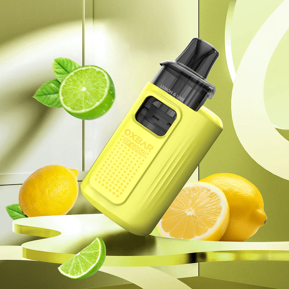 Oxva Oxbar OF 6000 Puffs Disposable Vape Kit in Lemon & Lime flavor, offering a zesty citrus burst of refreshing lemon and lime.