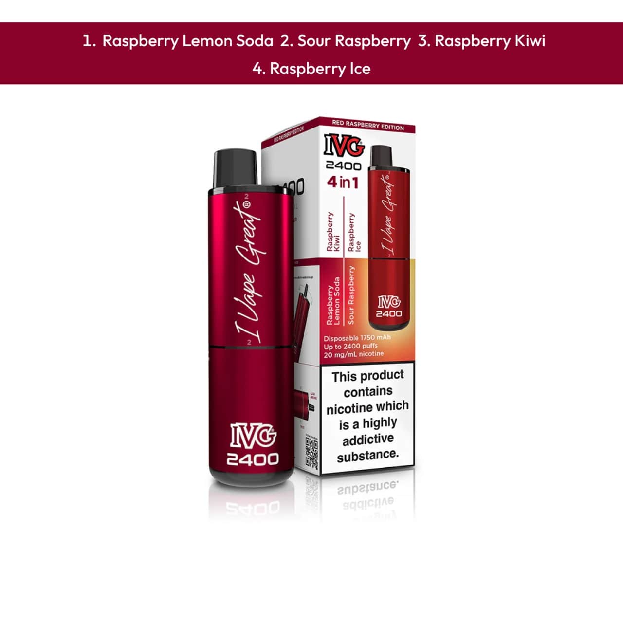 Ivg 4 in 1 2400 Puffs Raspberry Edition