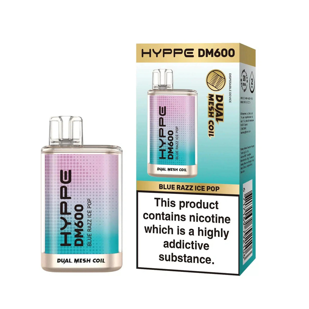 Hyppe DM 600 in  Blue Razz Ice Pop flavour