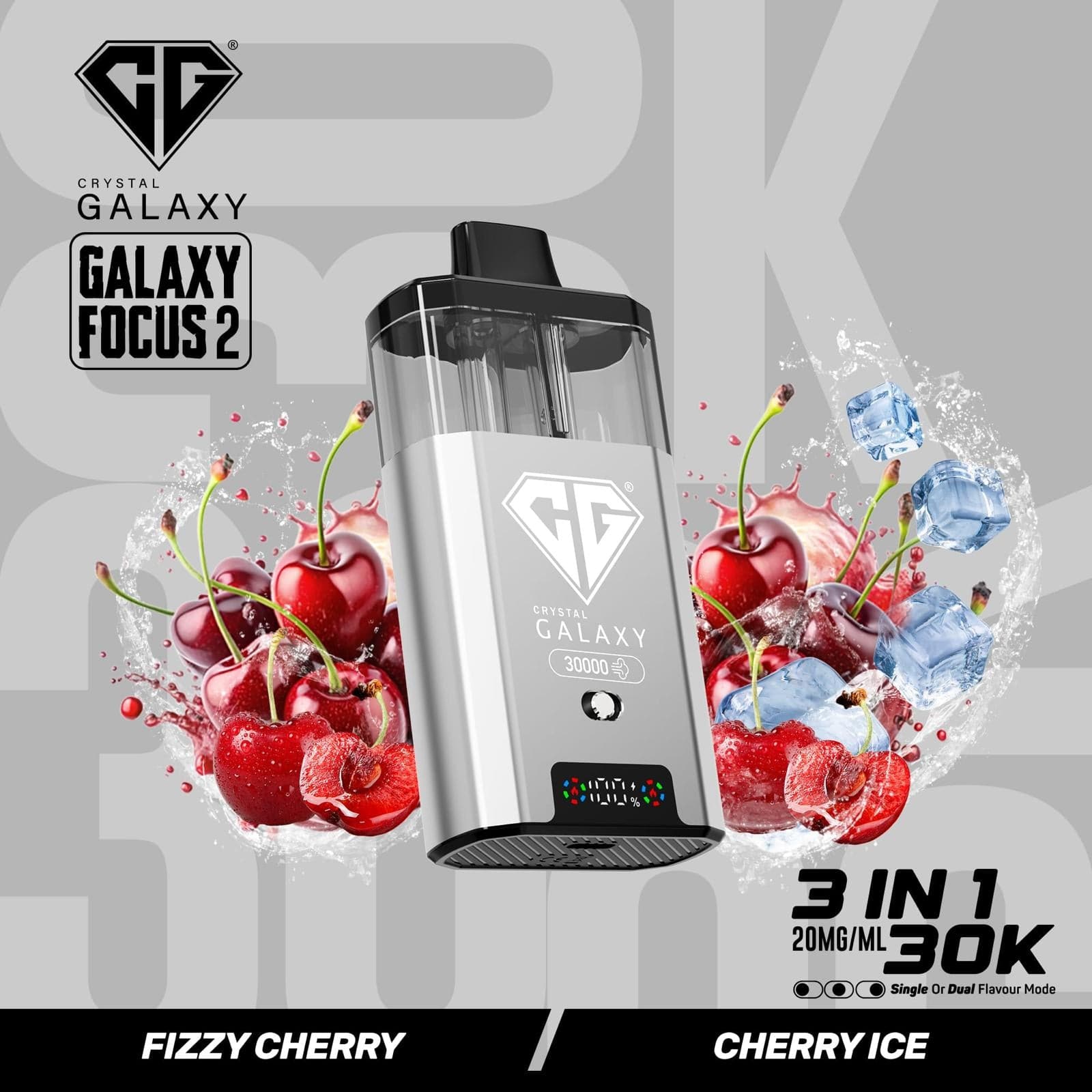 Crystal Galaxy Focus 2 30k Fizzy Cherry and Cherry Ice Vape At Door UK Main Deal Image