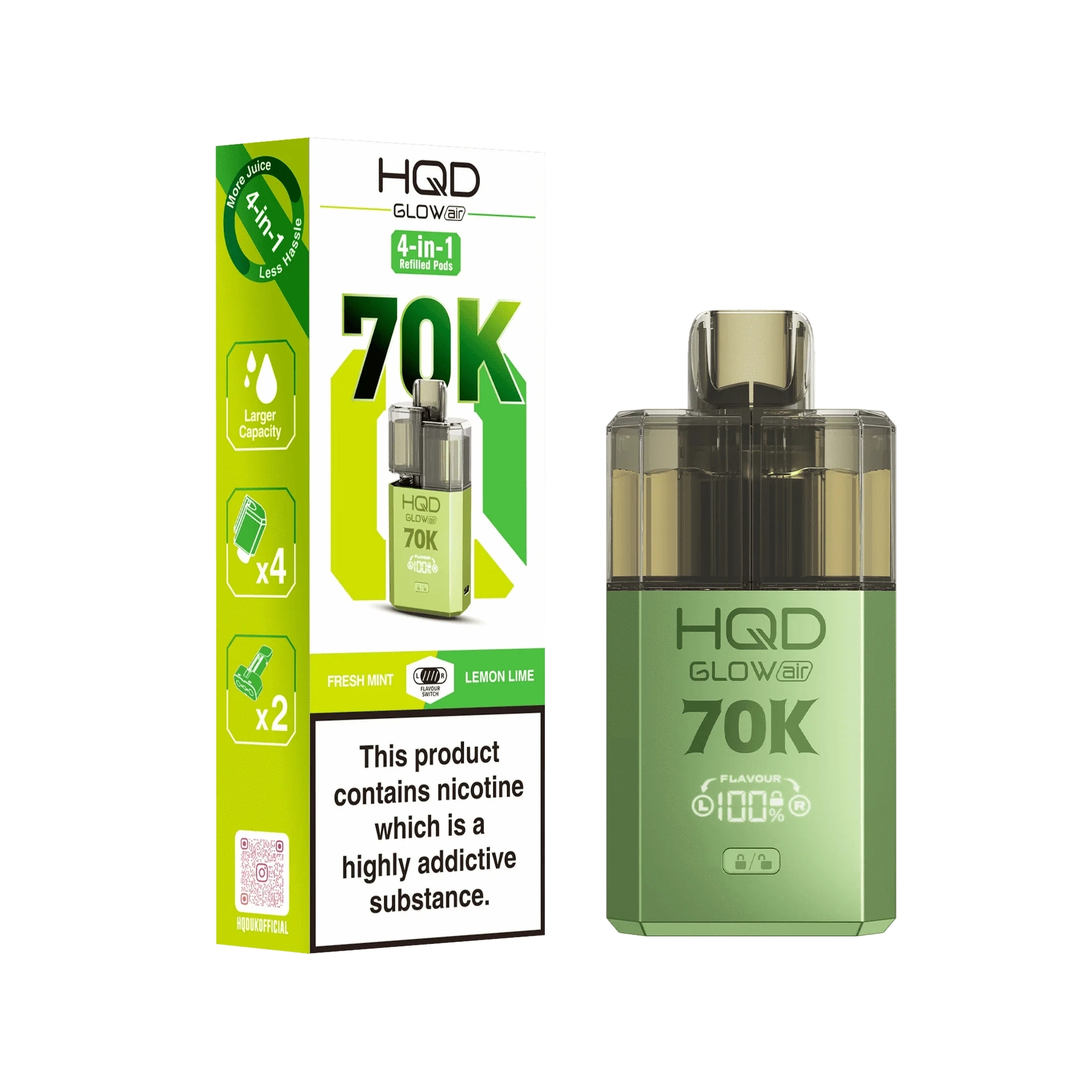 HQD Glow Air 70K Prefilled Pod Vape Kit