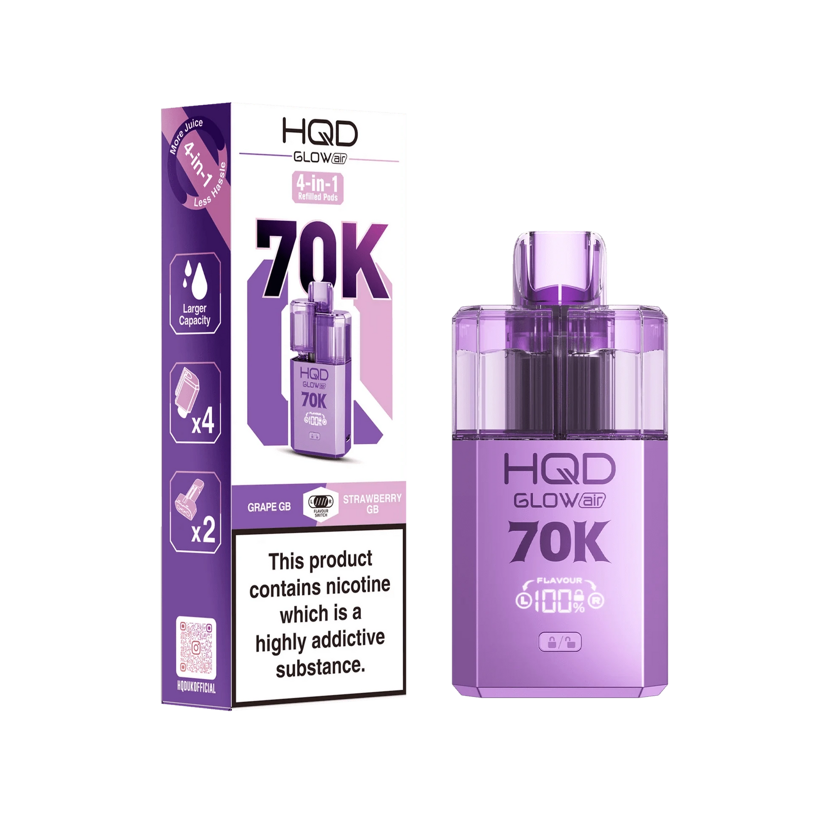 HQD Glow Air 70K Prefilled Pod Vape Kit
