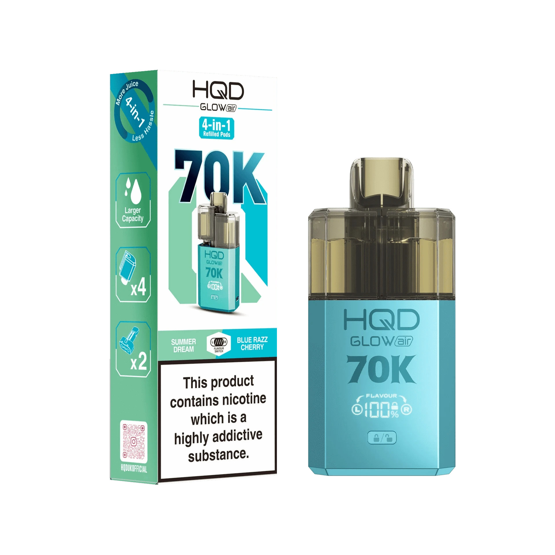 HQD Glow Air 70K Prefilled Pod Vape Kit