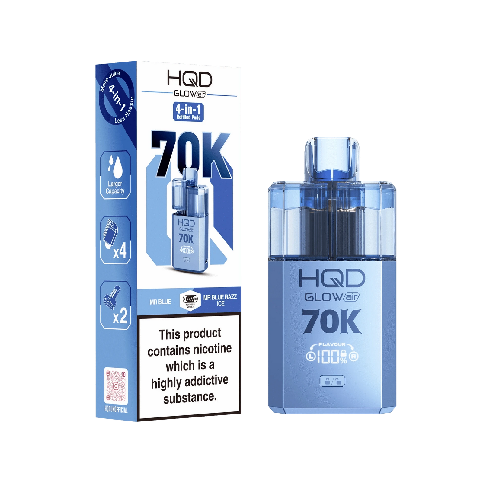 HQD Glow Air 70K Prefilled Pod Vape Kit