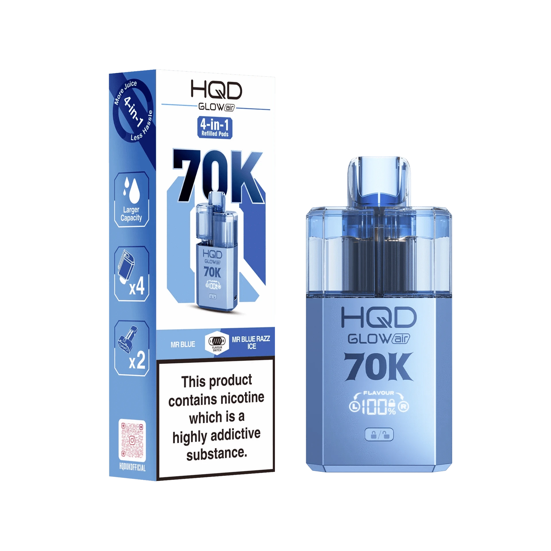 HQD Glow Air 70K Prefilled Pod Vape Kit