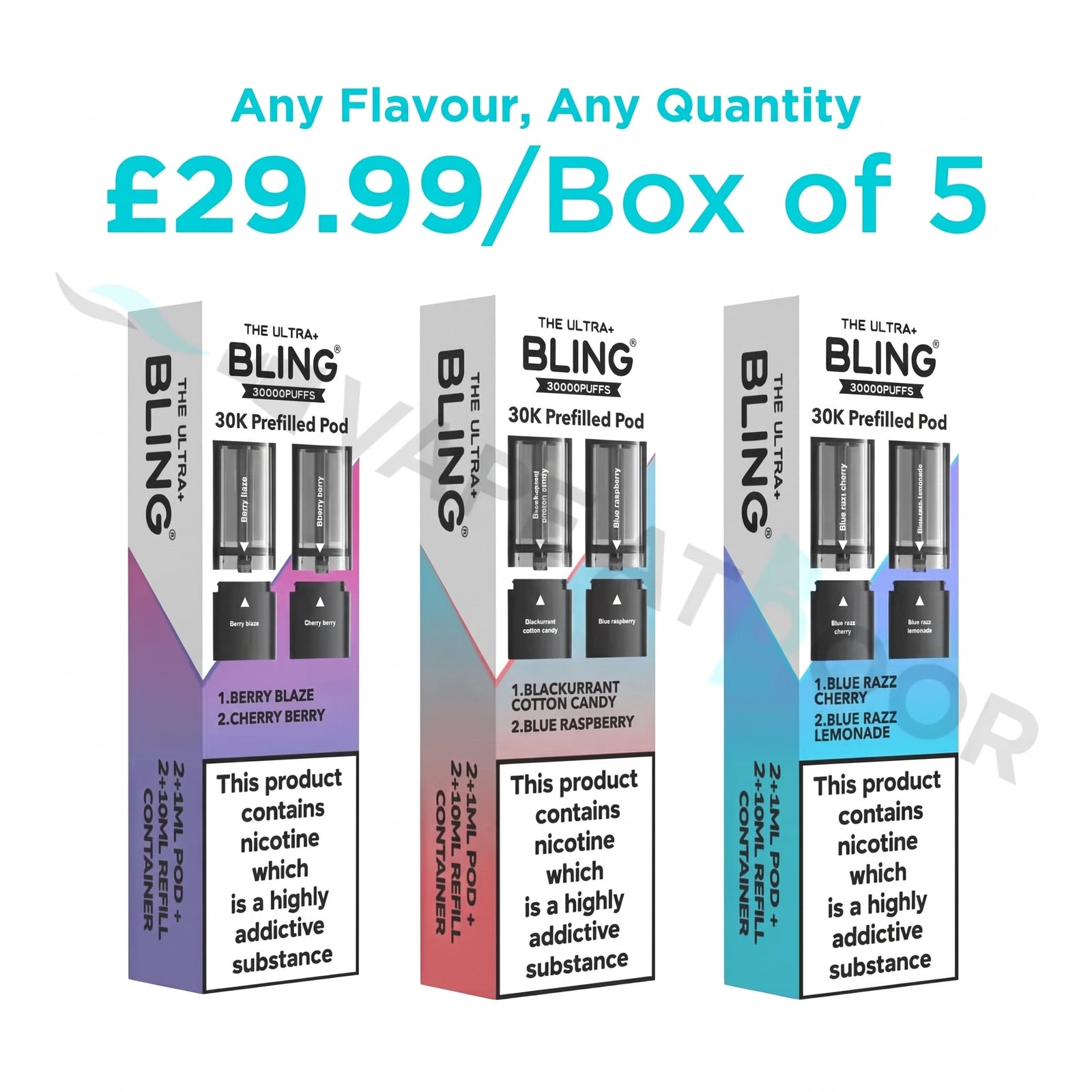 Bling Ultra Plus 30K Pods Box Of 5 - Vape At Door