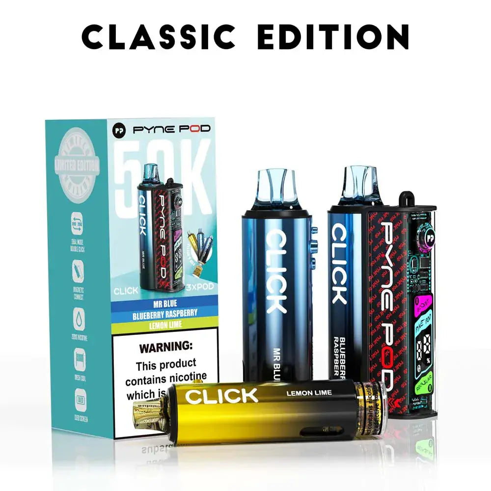 Pyne Pod Click 50K Prefilled Pod Kit – 50,000 Puffs, LED Display &amp; Mesh Coil