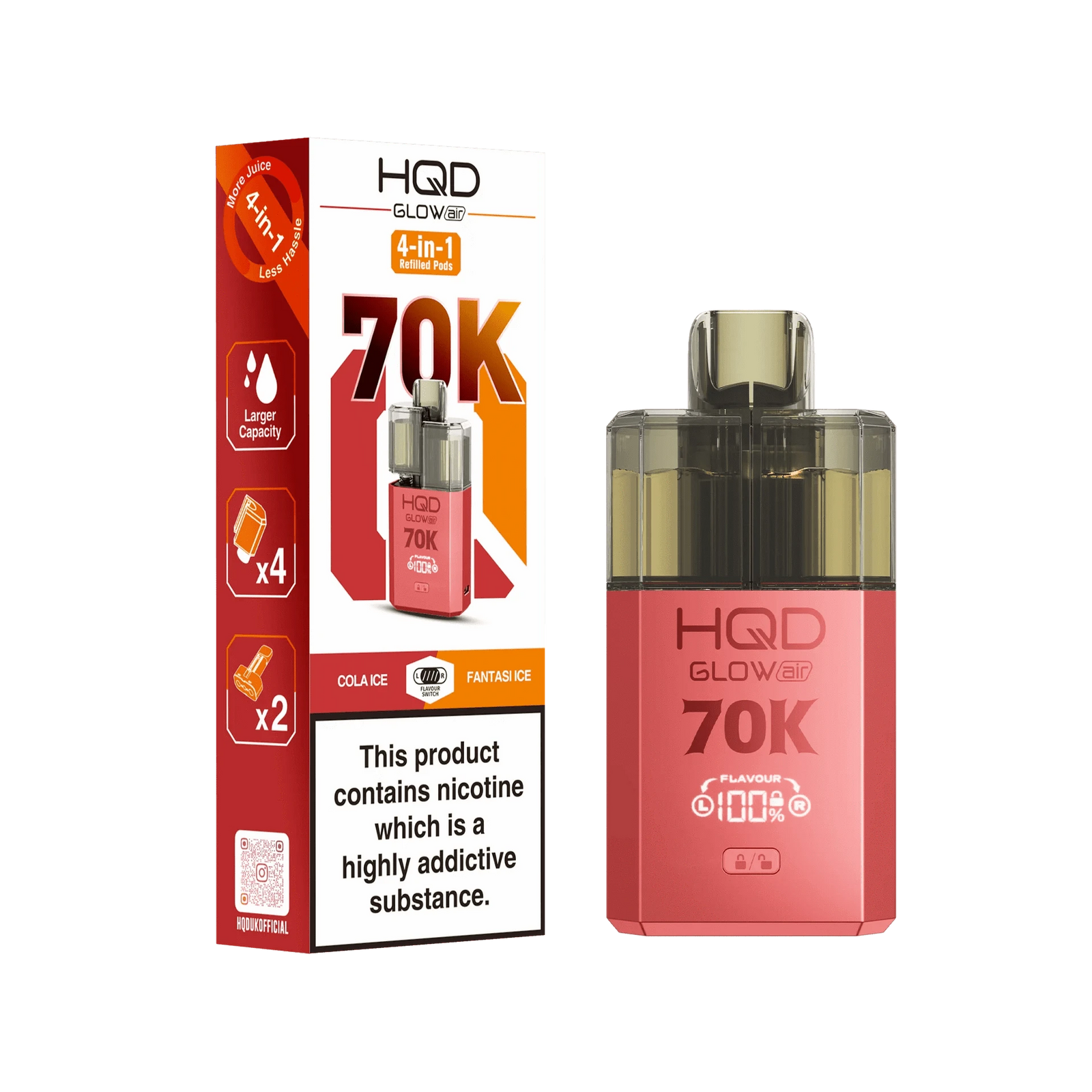 HQD Glow Air 70K Prefilled Pod Vape Kit