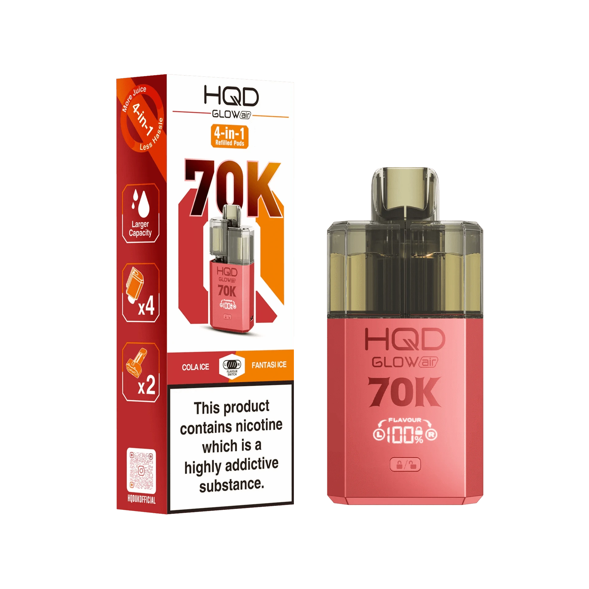 HQD Glow Air 70K Prefilled Pod Vape Kit